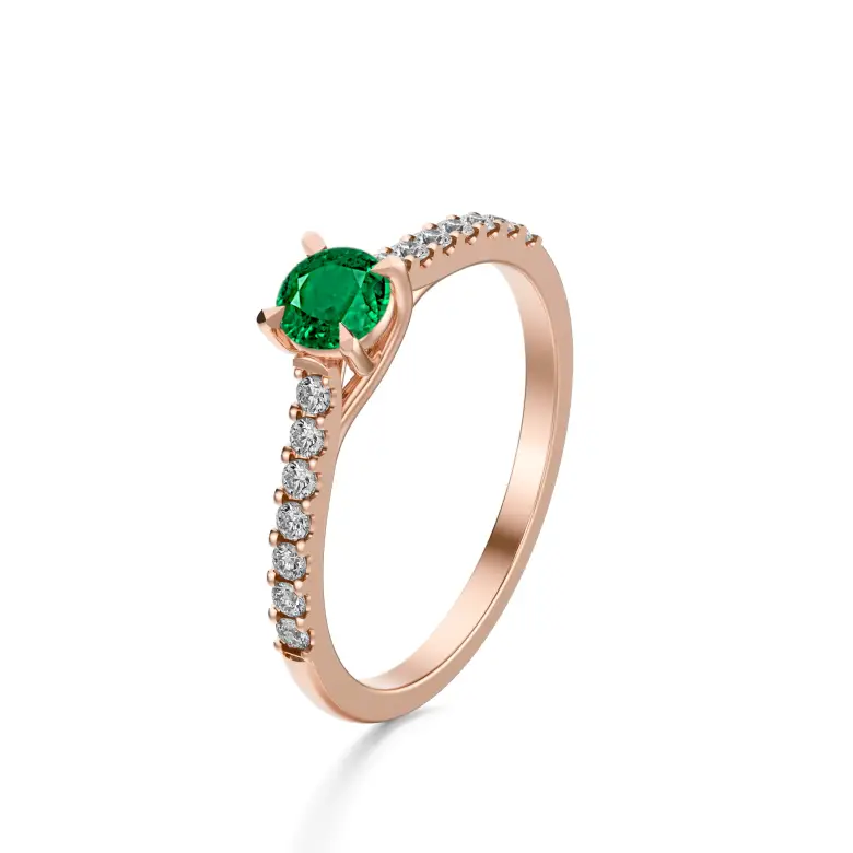 Pierścionek z różowego złota ze szmaragdem AJPZ_025